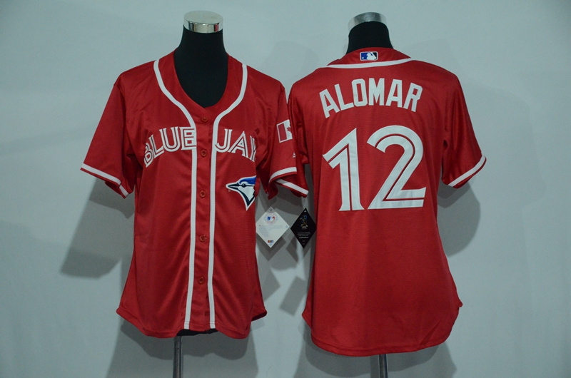 Womens 2017 MLB Toronto Blue Jays #12 Alomar Red Jerseys->women mlb jersey->Women Jersey